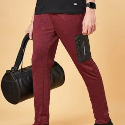 Ajile by Pantaloons Red Melange Slim Fit Colour Block Trackpants image 1