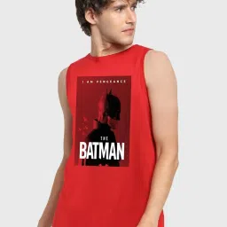 Bewakoof X Official DC Comics Merchandise Red Regular Fit Graphic Print Sleeveless T-Shirt image 1