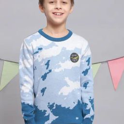 Monte Carlo Kids Blue Printed Full Sleeves Sweater-picture-38