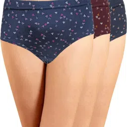 IN CARE Navy & Brown Cotton Printed Hipster Panties - Pack Of 3 image 1