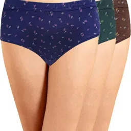 IN CARE Brown & Green Cotton Printed Hipster Panties - Pack Of 3 image 1