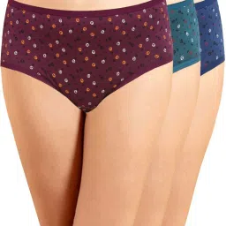 IN CARE Blue & Green Cotton Printed Hipster Panties - Pack Of 3 image 1