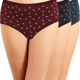 IN CARE Blue & Maroon Cotton Printed Hipster Panties - Pack Of 3 image 1