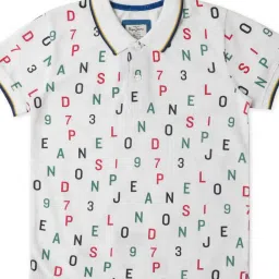 Pepe Jeans Kids White Printed Polo T-Shirt image 1