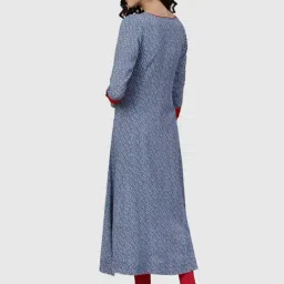 YASH GALLERY Blue Printed A Line Kurta image 2