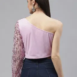 Melon by PlusS Mauve Embellished Crop Top image 2