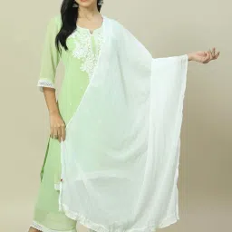 Rangriti White Embroidered Dupatta image 1