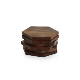 ExclusiveLane Handcrafted Coasters In Sheesham Wood (Set Of 6) image 2