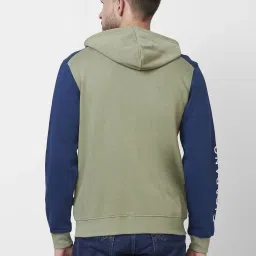 Giordano Oil Green Regular Fit Colour Block Hooded Sweatshirt image 2