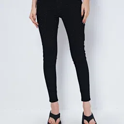 Cover Story Black Embellished Regular Fit Mid Rise Jeans image 1