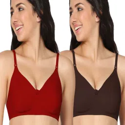 IN CARE Red & Brown Cotton T-Shirt Bras - Pack Of 2 image 1