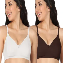 IN CARE White & Brown Cotton T-Shirt Bras - Pack Of 2 image 1