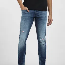 Jack & Jones Blue Slim Fit Low Rise Distressed Jeans image 1