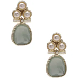 Priyaasi Mint and Pearl Drop Earrings image 2