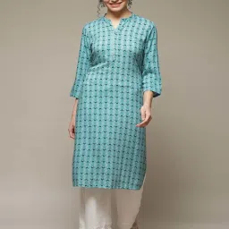 Rangriti Green Printed Straight Kurta image 1
