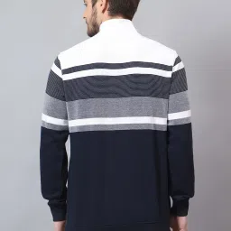 Cantabil Navy Regular Fit Striped Sweatshirt image 2