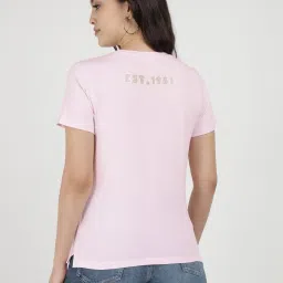 Guess Pink Cotton Printed T-Shirt image 2