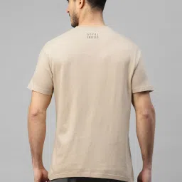 Royal Enfield STEADY SOUL FREE SPIRIT Light Khaki Regular Fit Printed Crew T-Shirt image 2