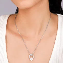 GIVA 92.5 Sterling Silver Silver Floral Butterfly With Link Chain image 2