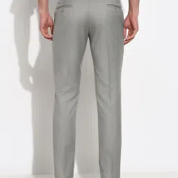 showoffff SHOWOFF Grey Slim Fit Solid Formal Trousers image 2