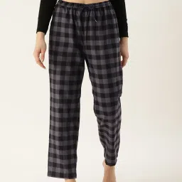 Kryptic Navy Cotton Checks Lounge Pants (Pack Of 2) image 2