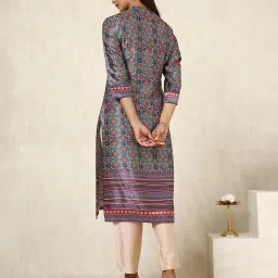 Soch Teal Mashru Printed Kurta image 2