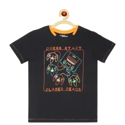 lil tomatoes Li'l Tomatoes Kids Black Cotton Printed T-Shirt image 1