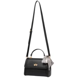 Forever New Black Textured Medium Satchel Handbag image 2