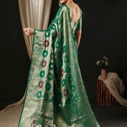 Saree Mall Green Woven Saree With Unstitched Blouse image 2