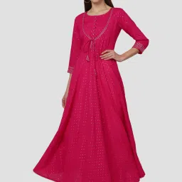 Vaamsi Pink Printed A Line Kurta image 1