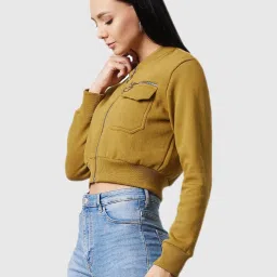 DOLCE CRUDO Olive Relaxed Fit Jacket image 3