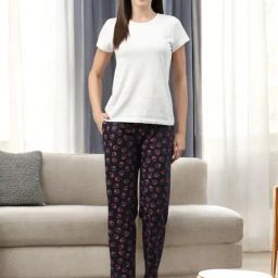 Kryptic White & Dark Navy Cotton Relaxed Fit Printed Lounge Pant - Pack of 2-picture-16
