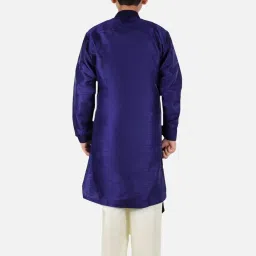 Fourfolds Kids Navy Blue Regular Fit Kurta & Pyjama image 2