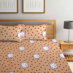 Klotthe Character based Multicolor 210 TC Cotton King Bedsheet with 2 Pillow Covers image 2