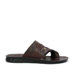 Paragon Men's Brown Cross Strap Sandals image 2