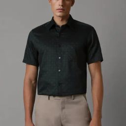 Louis Philippe Green Cotton Regular Fit Printed Shirt-picture-34