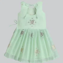 Many Frocks Kids Green Embroidered Ghagra, Choli with Dupatta image 2