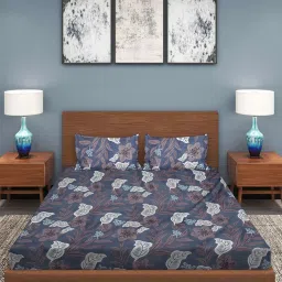 Klotthe Floral Multicolor 210 TC Cotton King Bedsheet with 2 Pillow Covers image 2