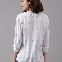 Latin Quarters Off White Self Design Top image 2