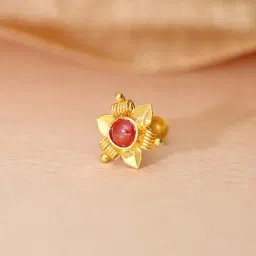 Malabar Gold and Diamonds Floral 22k Gold Nosepin for Women-picture-26