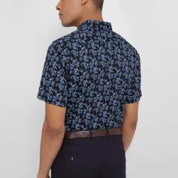 Allen Solly Black Cotton Slim Fit Printed Shirt image 2