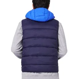 Jack & Jones Navy Colour-Block Hooded Quilted Jacket image 2
