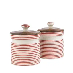 VarEesha Red Ceramic Cylindrical Jars - Set of 2 image 3