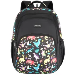 Lavie Sport Dino 39L Printed School Unisex Backpack with Rain cover for Boys/Girls (Black)-picture-35