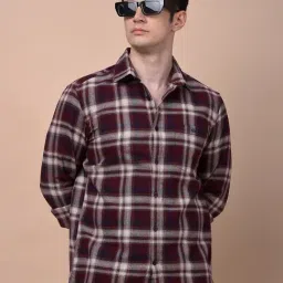 Crimsoune Club Maroon Cotton Checked Shirt-picture-21