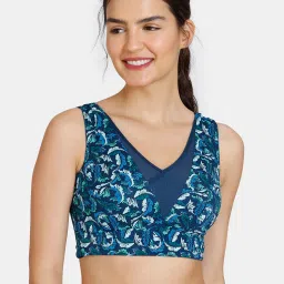 Zivame Blue Printed Half Coverage Double Layered Bralette image 1