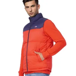 Jack & Jones Mars Red & Navy Colour-Block Puffer Jacket image 3