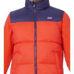Jack & Jones Mars Red & Navy Colour-Block Puffer Jacket image 4