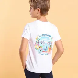 U.S. Polo Assn. Boys White Half Sleeves T-Shirt image 3