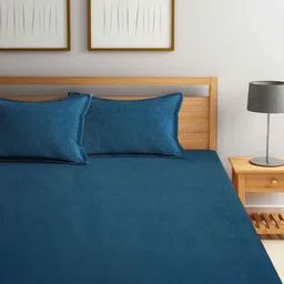 Arrabi Blue 210 TC King Bedsheet with 2 Pillow Covers image 2